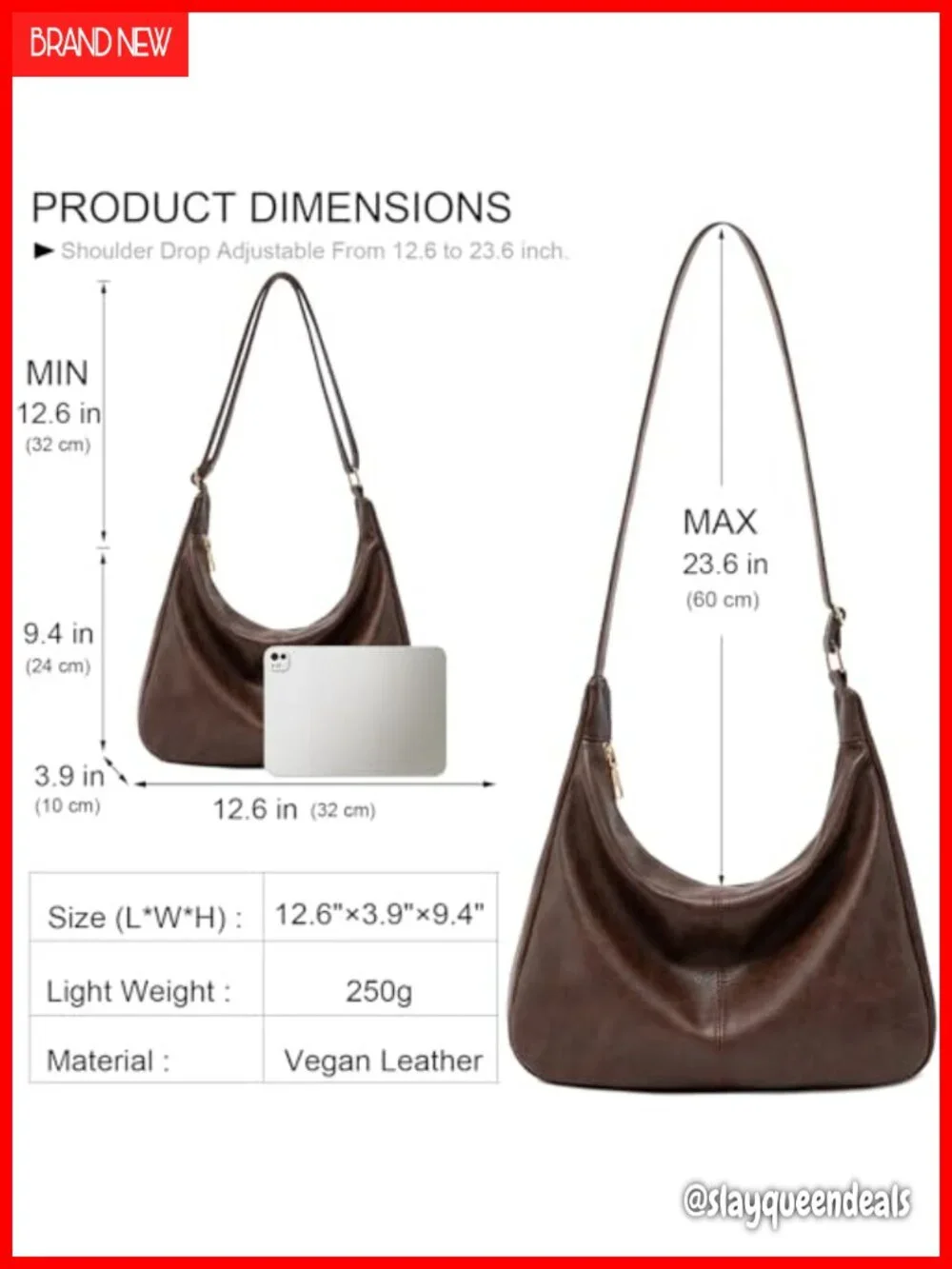 Foldable Vegan Leather Shoulder Handbag Slouchy Tote Crossbody Purse
